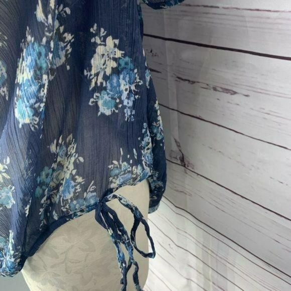 ANA A.N.A. A New Approach Woman's Blue Floral Sheer Cap‎ Sleeve Blouse Size 2X - Picture 5 of 7